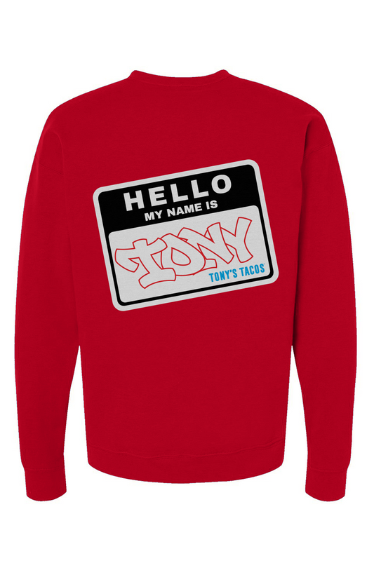 Hello, My Name is Tony Crew Neck [Red]
